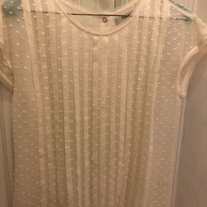 Sheer off white shirt sleeve madewell top sz XS